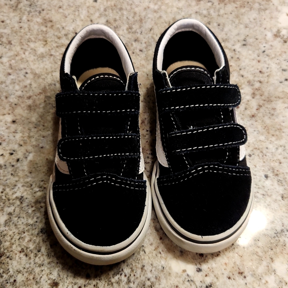 Vans sneakers, black/white suede, toddler size 8.